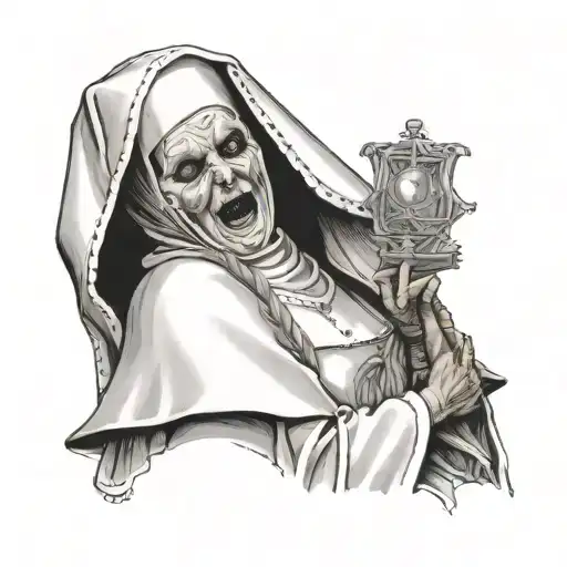 evil nun horny tattoo design idea