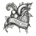 Heart tattoo with a word "I only Trust You" use black ink with veins design tattoo design idea