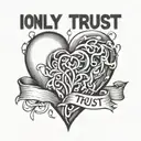 Heart tattoo with a word "I only Trust You" use black ink with veins design tattoo design idea