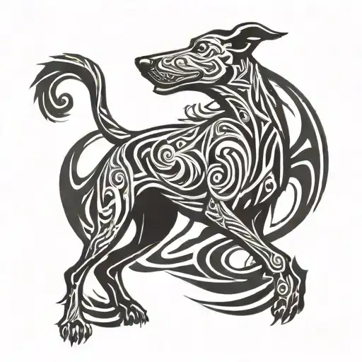 lurcher running no background tattoo design idea