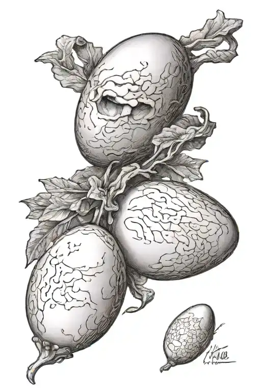 pennis with two eggs tattoo design idea