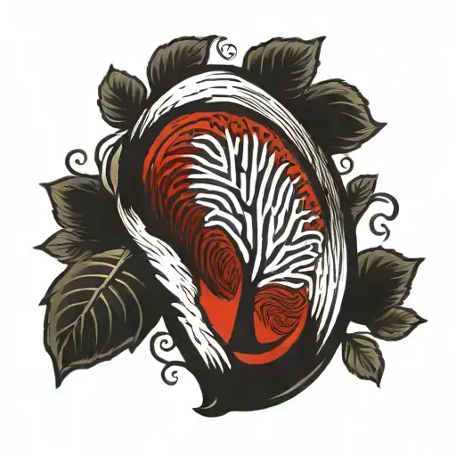 fingerprint, not today, red colour, tree tattoo design idea