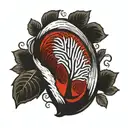 fingerprint, not today, red colour, tree tattoo design idea