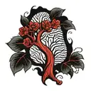 fingerprint, not today, red colour, tree tattoo design idea