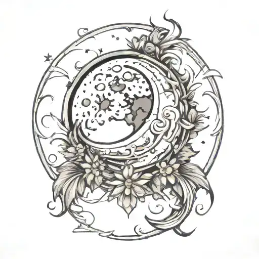 Moon theme with Luna name tattoo tattoo design idea