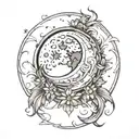 Moon theme with Luna name tattoo tattoo design idea