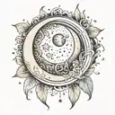 Moon theme with Luna name tattoo tattoo design idea