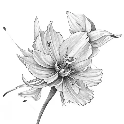 cosmos, lark, daffodil tattoo design idea