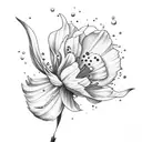 cosmos, lark, daffodil tattoo design idea