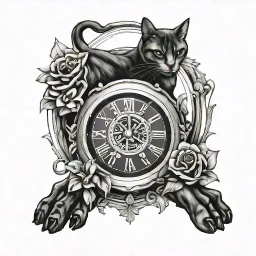 Libra Sign Three Cat Paws Clock tattoo design idea