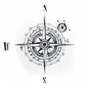 Compass with musical notes with quote explore the world through music tattoo design idea