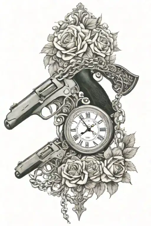 shotgun chain clock sagittarius date december 8 1974 and from rose tattoo design idea