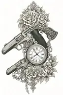 shotgun chain clock sagittarius date december 8 1974 and from rose tattoo design idea