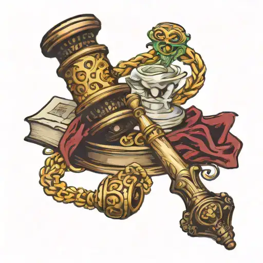 judges gavel with 01/18/2020 tattoo design idea