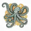 the word po'okela in cursive with an octopus driving tattoo design idea