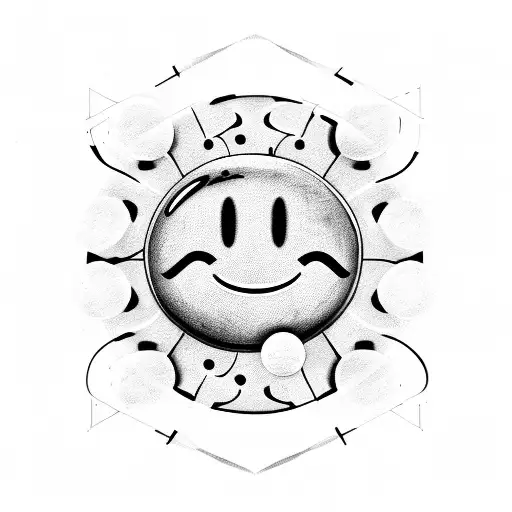 Smiley face and frowny face slightly overlapping like a venn diagram tattoo design idea