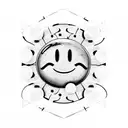 Smiley face and frowny face slightly overlapping like a venn diagram tattoo design idea