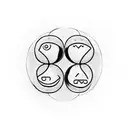 Smiley face and frowny face slightly overlapping like a venn diagram tattoo design idea