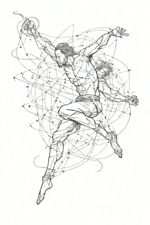 capoeira movement with physics formuls tattoo design idea