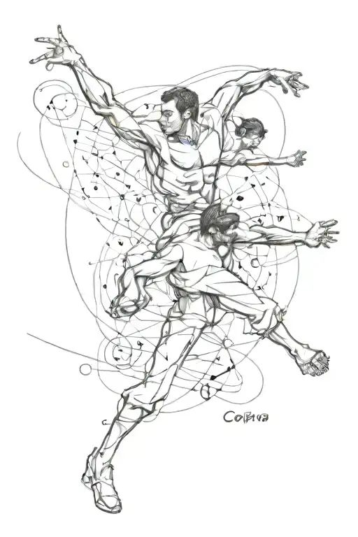 capoeira movement with physics formuls tattoo design idea