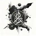 A futuristic design combining physics symbols and Capoeira movements, creating a dynamic and visually striking tattoo tattoo design idea