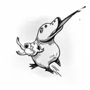 the scream painting with psyduck tattoo design idea