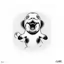 the scream painting with psyduck tattoo design idea