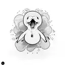 the scream painting with psyduck tattoo design idea