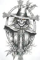 scarecrow on cross tattoo design idea