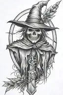 scarecrow on cross tattoo design idea