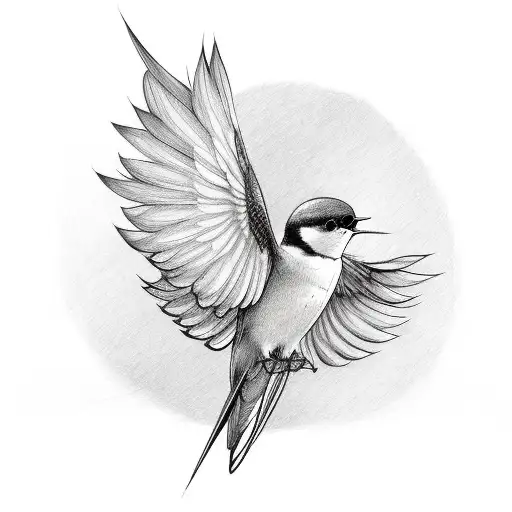 swallow bird with spread wings tattoo design idea