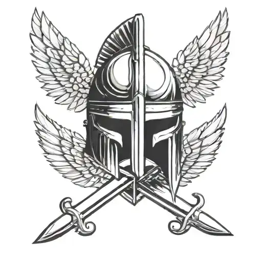Big sword  leonidas helmet and wings  tattoo design idea