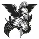 sword with leonidas helmet and wings  tattoo design idea