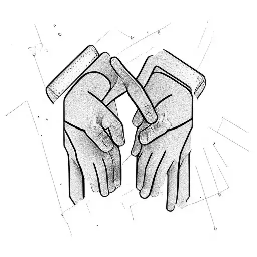 A simple outline of two hands holding each other, symbolizing the strong bond and friendship between you and your cousin tattoo design idea