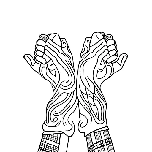 A simple outline of two hands holding each other, symbolizing the strong bond and friendship between you and your cousin tattoo design idea
