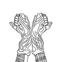A simple outline of two hands holding each other, symbolizing the strong bond and friendship between you and your cousin tattoo design idea