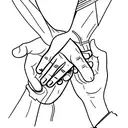 A simple outline of two hands holding each other, symbolizing the strong bond and friendship between you and your cousin tattoo design idea