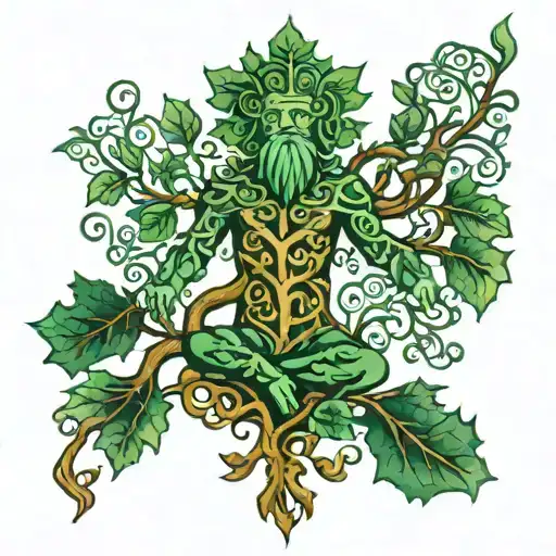 NORDIC GREEN MAN AND TREE OF LIFE tattoo design idea