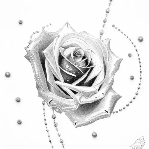 rose with pearl necklace  tattoo design idea