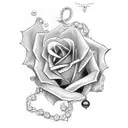 rose with pearl necklace  tattoo design idea