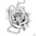 rose with pearl necklace  tattoo design idea