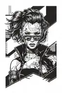 girl cyberpunk 2077 tattoo design idea