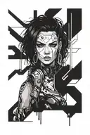 girl cyberpunk 2077 tattoo design idea