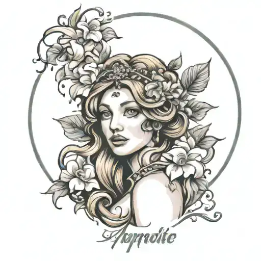 aphrodite with name ingrid  tattoo design idea