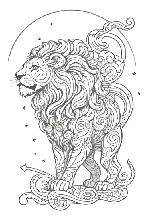 leo zodiac sign tattoo design idea