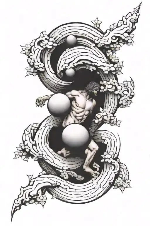 myth sisyphus optical illusion tattoo design idea