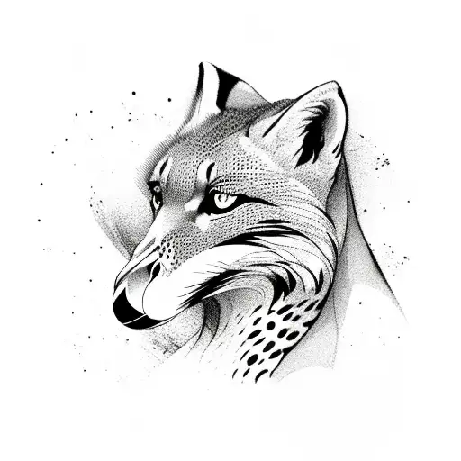 flamingo, leopard, and fox next to each other tattoo design idea