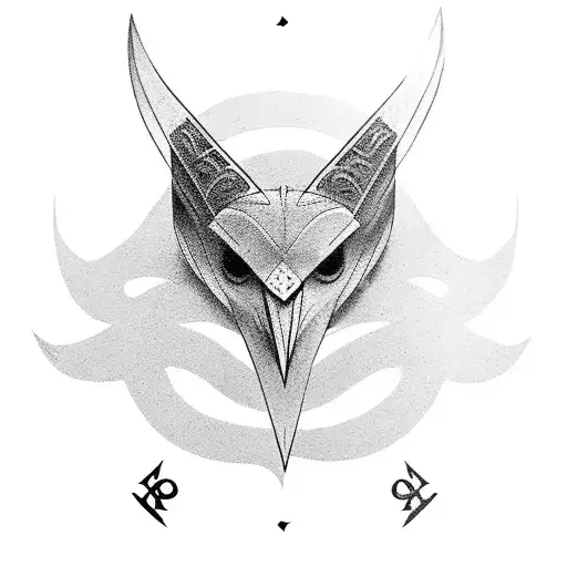 Nordic runes forming the silhouette of a raven tattoo design idea