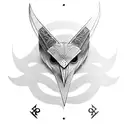 Nordic runes forming the silhouette of a raven tattoo design idea