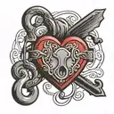 red heart shaped lock tattoo design idea
